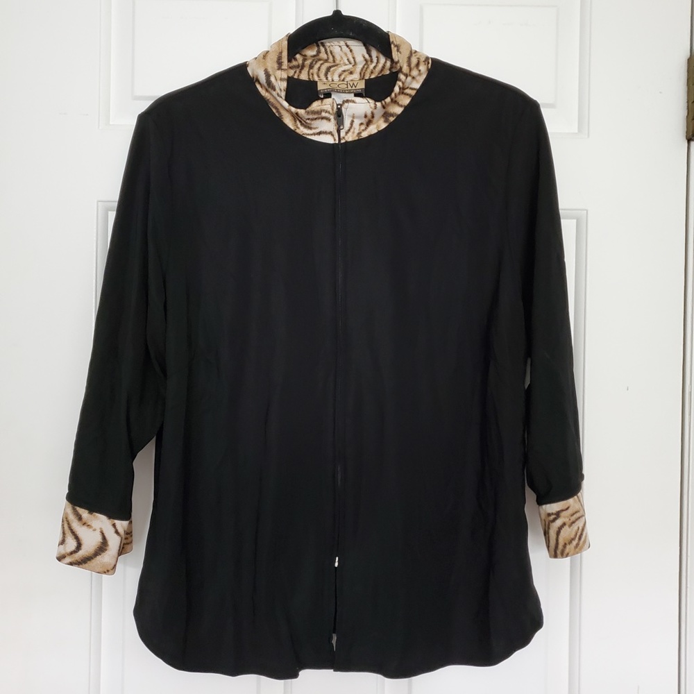 3for$25 CDW creative designs works cheetah zip up lightweight jacket x-tra large